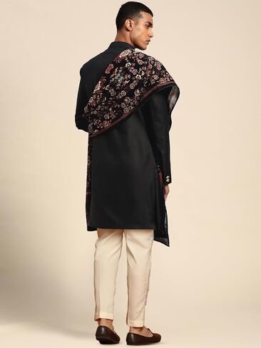 KISAH Men's Indowestern White Sherwani Set With Dupatta, Ethnic Indian Traditional Wear For Wedding & Festivals in Kuwait