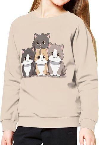 سويت شيرت Upetstory للأطفال الصغار والبنات والأولاد بلوفر بأكمام طويلة مقاس S-XL in Kuwait
