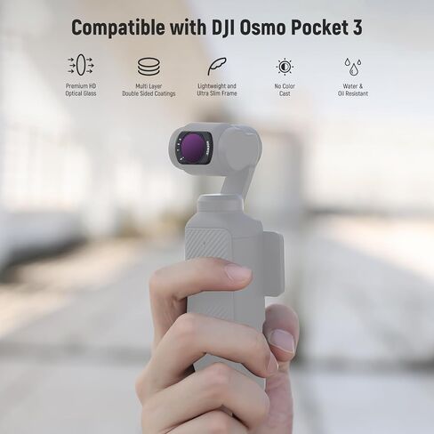 طقم NEEWER متغير ND2-ND32 وND64-ND512 متوافق مع DJI Osmo Pocket 3، مع توقفات محدودة، مرشحات كثافة محايدة، يتضمن واقيين من الزجاج المقسى، زجاج بصري، ملحقات كاميرا الحركة in Kuwait