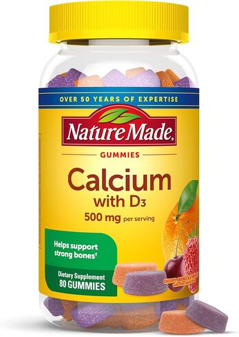 Nature Made Calcium Gummies 500 mg Per Serving with Vitamin D3, Dietary Supplement for Bone Support, 80 Gummies, 40 Day Supply in Saudi Arabia