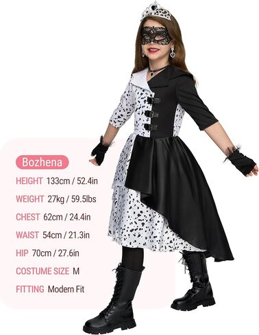 Spooktacular Creations Girl Dalmatian Costume, Black and White Polka Dots Outfit, Vintage Dress Set for Girls in Saudi Arabia