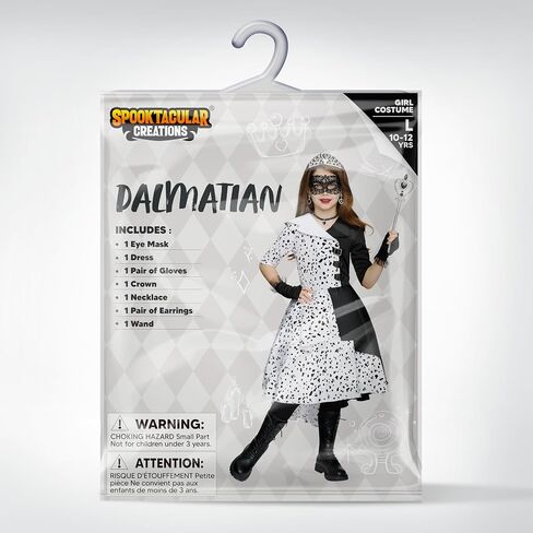 Spooktacular Creations Girl Dalmatian Costume, Black and White Polka Dots Outfit, Vintage Dress Set for Girls in Saudi Arabia