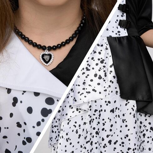 Spooktacular Creations Girl Dalmatian Costume, Black and White Polka Dots Outfit, Vintage Dress Set for Girls in Saudi Arabia