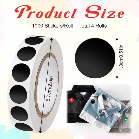 4000 Pcs 0.5" Color Coding Label Colorful Coding Label Sticker Colored Dot Stickers Waterproof Round Stickers for Office Shop Home Classroom Marking(4 Rolls, 1/2 Inches) in Saudi Arabia