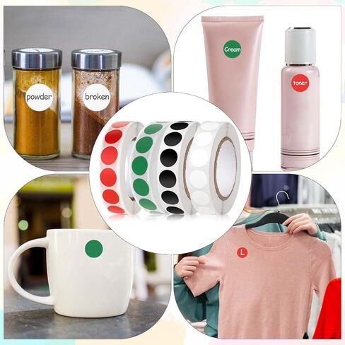 4000 Pcs 0.5" Color Coding Label Colorful Coding Label Sticker Colored Dot Stickers Waterproof Round Stickers for Office Shop Home Classroom Marking(4 Rolls, 1/2 Inches) in Saudi Arabia