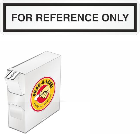 SmartSign (Pack of 250) "for Reference Only" Labels in Dispenser, QC Labels, 0.5" x 2" Adhesive Vinyl, Black & White in Kuwait