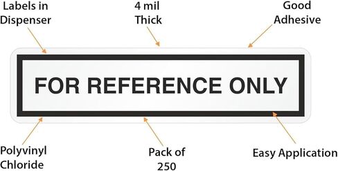 SmartSign (Pack of 250) "for Reference Only" Labels in Dispenser, QC Labels, 0.5" x 2" Adhesive Vinyl, Black & White in Kuwait