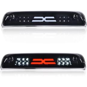 CHEDA Third Tail Brake Light Cargo Lamp Tinted LED Bar Compatible with 2014 2015 2016 2017 2018 2019 2020 Sierra Silverado(Smoky lens Black Bottoms)