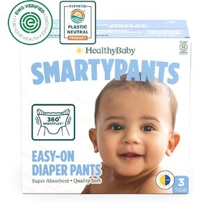 SmartyPants Pull Up Style Diapers | EWG Verified Safe & Plant-Based | Quilted 360 Waistband, Super Absorbent for Overnight Leak Protection | Training Pants by HealthyBaby | Size 3 (54 Count)
