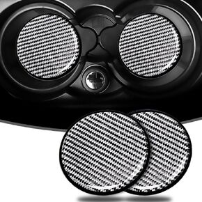 Car Cup Holder Coaster, 2 PCS Carbon Fiber Non-Slip Embedded Coasters, Universal 2.75 Inch Cup Holder Insert Coaster Pad, Non-Slip Bottle Pad Embedded in Cup Mat (Black)