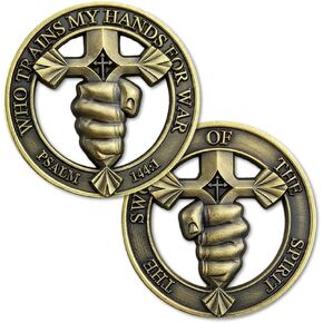 Sword of The Spirit Commemorate Coin WAR Psalm 144:1, Who Trains My Hands for War Challenge Coin Crafts