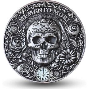 Memento Mori Memento Vivere Motivational Challenge Coin for Embracing Life and Remembering Mortality (Single Coin)