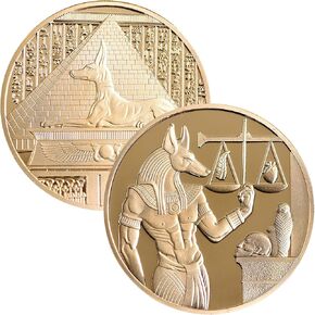 Gold Plated Egypt Death Protector Anubis Challenge Coin Egyptian Guardian of Death Collection Gift