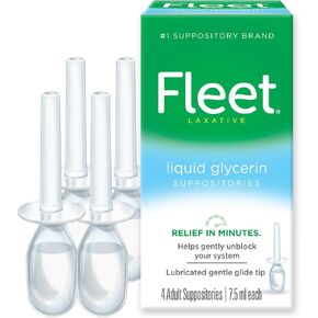 Fleet Liquid Glycerin Suppositories for Adult Constipation, 4 Suppositories, 7.5 ml (Pack of 3)