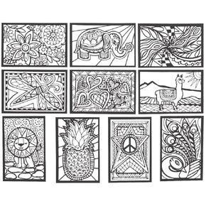 S&S Worldwide Mini Velvet Art Posters, 10 each of 10 Designs, Designs to Appeal to Everyone, Kids, Adults, Boys, Girls, Color With Markers or Colored Pencils, 4" x 6" Cardstock, Pack of 100.