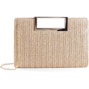Straw Clutch Purse For Women Summer Rattan Purse Straw Crossbody Bags Raffia Handbags Top Handle Evening Purses Travel 2024
