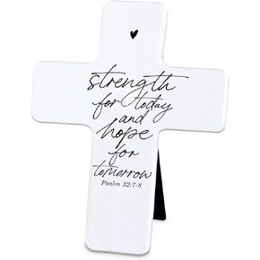 Lighthouse Christian Products You are Loved, Romans 5:8, White 6 x 4.25 Inches Resin Tabletop Cross Figurine