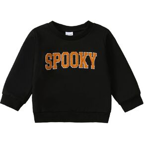 Toddler Boy Girl Halloween Outfit Pumpkin/Spooky Sweatshirt Fall Hoodie Top Clothes