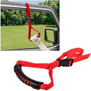 Car Adjustable Grab Handle, Elderly Handicapped Vehicle Support Safety Adjustable Handle, Portable Car Standing Aid Nylon Grip Handle Bar, Auto Mobility Assist Device (Red)