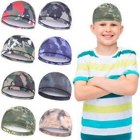 8Pcs Kids Helmet Liner Skull Cap Unisex Baby Beanie Cap Football Sports Wicking Cap Running Hat