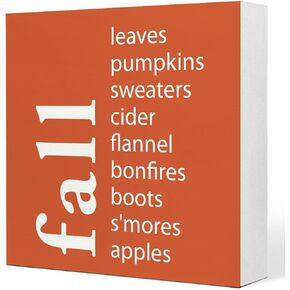 Fall Table Decor,Fresh Apple Autumn Harvest Seasonal Thanksgiving Wood Block Sign Desk Decor,Rustic Fall Wooden Box Sign Decor for Farmhouse Home Kitchen Shelf Table Decoration Q697