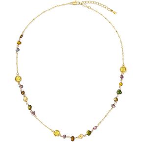 Gold Light Yellow Green Brown Beaded Natural Stone Healing Statement Necklace Choker for Women, Colorful Bead Quartz Trendy Birthstone Jasper Gemstone Bohemian Preppy Retro Bold Handmade Exaggerated Jewelry Gifts, Vintage Unique Cute Baroque Crystal Pearl