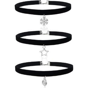 Ronglry 3pcs Black Choker Necklace for Women Black Velvet Choker Set Layered Black Choker Necklaces Classic Chokers for Women Girls Adjustable Gothic Lace Black Collar Necklace for Party Cosplay Christmas Birthday Jewelry Gifts