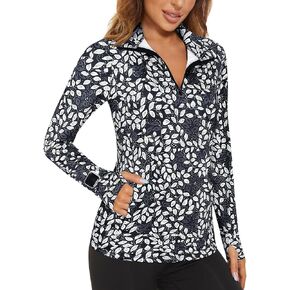 Viracy Womens Long Sleeve Workout Tops Quick Dry Half Zip Moisture Wicking Running Athletic T-Shirts with Pockets