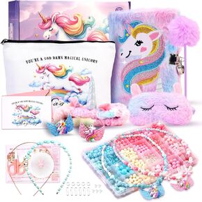 Unicorns Gifts for Girls 6 7 8 9 10 11 12+ Years Old, Kids Unicorn Toys with Diary/Headband/Eye Mask/Snack bag, Christmas Birthday Gift Idea Toys for Teen Girl 5-10+ Years Old