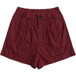 Milumia Women Casual High Waist Plaid Shorts Button Front Rolled Cuff Gingham Shorts