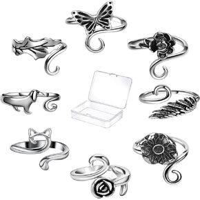 8 Pieces Crochet Rings Adjustable Crochet Tension Ring for Finger Yarn Ring for Crocheting Knitting Tools Accessories