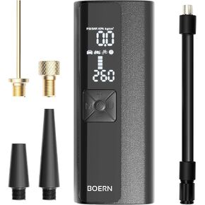 BOERN Tire Inflator Portable Air Compressor Air Pump for Car Tires - Portable Tire Inflator with Auto-Shutoff Function for Car Tires, Motorcycle Tires, Bicycle Tires and Air Pump for Inflatables