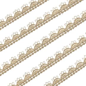 0.47 inch Gold Small Lace Fabric Trim Embroidery for Sewing (Gold #02 (5 Yard))