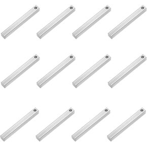 ABBECIAO 1/4"×2" Long Aluminum 3D Stamping Bar Rectangle Metal Blanks for Keychain Jewelry Making. Pack of 12