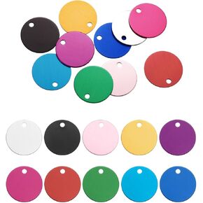 MECCANIXITY Metal Stamping Tags,1 Inch Round Mixed Color Aluminum Stamping Blanks for Necklace Bracelet Dog Pet ID Jewelry Making 10Pcs