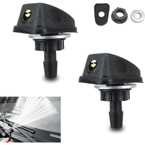 2 PCS Car Front Windshield Washer Nozzle Kit, 1.06In x 0.62In x 0.86In Adjustable Vehicle Wiper Nozzle Replacements, Universal Automotive Windshield Sprayer for Truck SUV Car (Black)