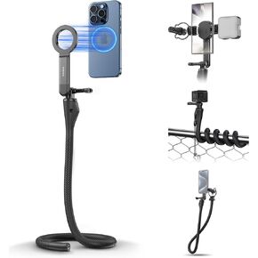 Extended Magnetic Flexible Tripod for iPhone, Height & Angle Adjustable Bendable Octopus Tripod Cellphone Stand for Magsafe & Android & Compact Camera & GoPro Travel Selfie/Vlogging/Video Recording