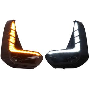 LED DRL Daytime Running Driving Light 2pcs for Toyota Hilux Revo Rocco Z Double Cab 2020 2021 6000K Front Bumper Scanning DRL & Streamer White Yellow Turn Signals