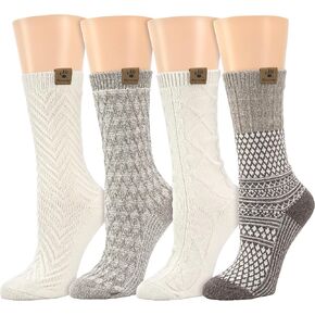 BEARPAW Womens 4 Pair Pack Super Soft Velvet Modern Multicolor Assorted Easy Care Diamond Fairisle Boot Socks