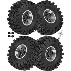 إطارات Beadlock مقاس 1.9 بوصة لـ 1/10 RC Crawler TRX4 Axia1 SCX10 90046 AXI03007 VS4-10 Gen8 MST CFX، 1.9 عجلات Beadlock 1.9 إطارات Beadlock 120 * 47 مم إطارات مطاطية ناعمة، 4 قطع، أحمر