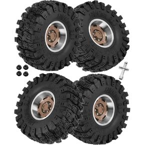 RC 1.9" Beadlock Tires for 1/10 RC Crawler TRX4 Axia1 SCX10 90046 AXI03007 VS4-10 Gen8 MST CFX,1.9 Beadlock Wheels 1.9 Beadlock Tires 120 * 47mm Soft Rubber Tires,4pcs,Red