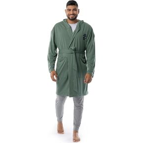 IZOD Mens Micro French Terry Cloth Hooded Bathrobe