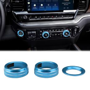 Auovo Volume/Tune Knob Covers A/C Knob Covers Rings Trims Compatible with 2022-2024 Chevy Silverado/GMC Sierra Accessories Car Interior Trim Decorations(5pcs/Set, Red)