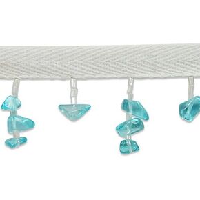 Expo International Sea Glass Chip Bead Fringe Trim, 10 Yards, Aqua Blue