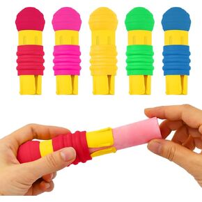5 Pieces Railroad Chalk Holder Plastic Sidewalk Chalk Holders Colored Adjustable Chalk Clip Holder for Teachers Students Office
