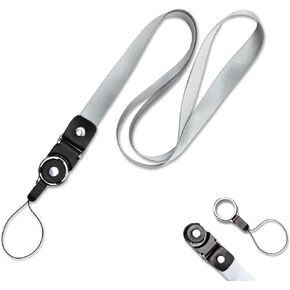 Durable Lanyard for iFLYTEK Translator, 23.63" Lanyard with Soft Polyester, Detachable Safety Buckle and Leather Connector, Applicable for Device, ID Badge, Key, Silver