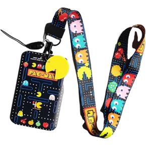 Classic Arcade Game Ghosts Design Lanyard w/ID Holder Keychain