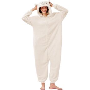 Kidukso Adorable Alpaca Costume Animal Onesie Adult Alpaca Pajamas Halloween Cosplay Costume Dress Up Role Playing Party