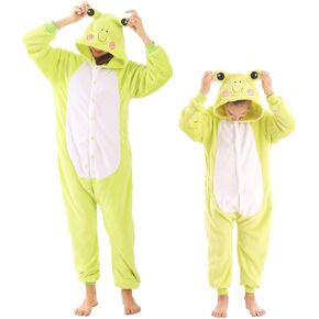 Animal Onesie for Kids Adults Halloween Costumes for Girls Boys Womens Mens Cosplay Outfit Frog