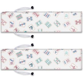 2 Pcs Drawstring Mahjong Bags Protective Sleeve for Mahjong Racks and Pushers Printed Mahjong Tile Bag Mahjongg Bags 26 Inch, White, Empty Mah jong Bag Only